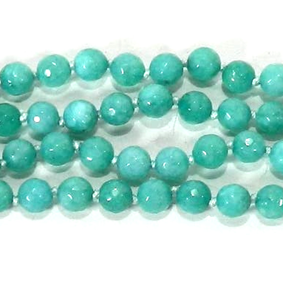 Opera Length Silk Knotted Faceted Green Stone Bead Necklace - Picture 6 of 9